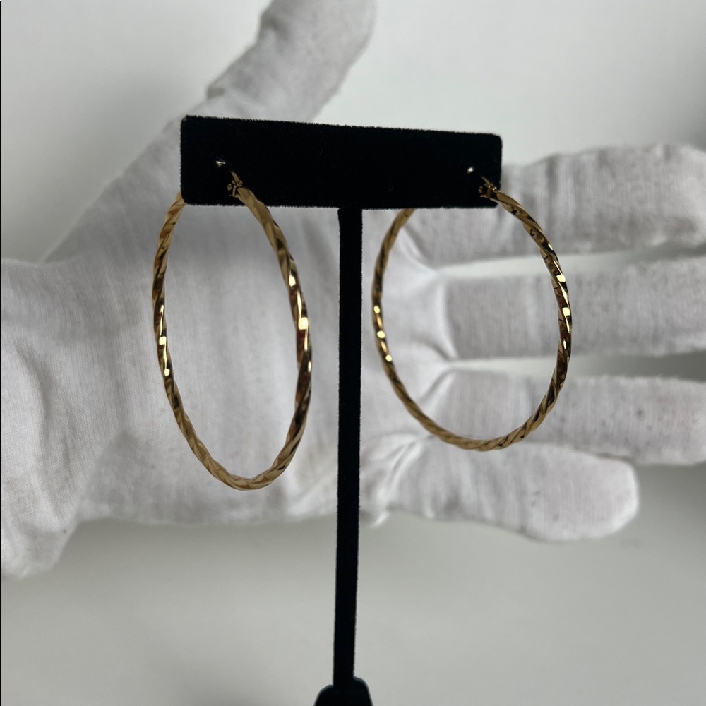 Elegant Gold Hoop Earrings - Picture 3 of 10